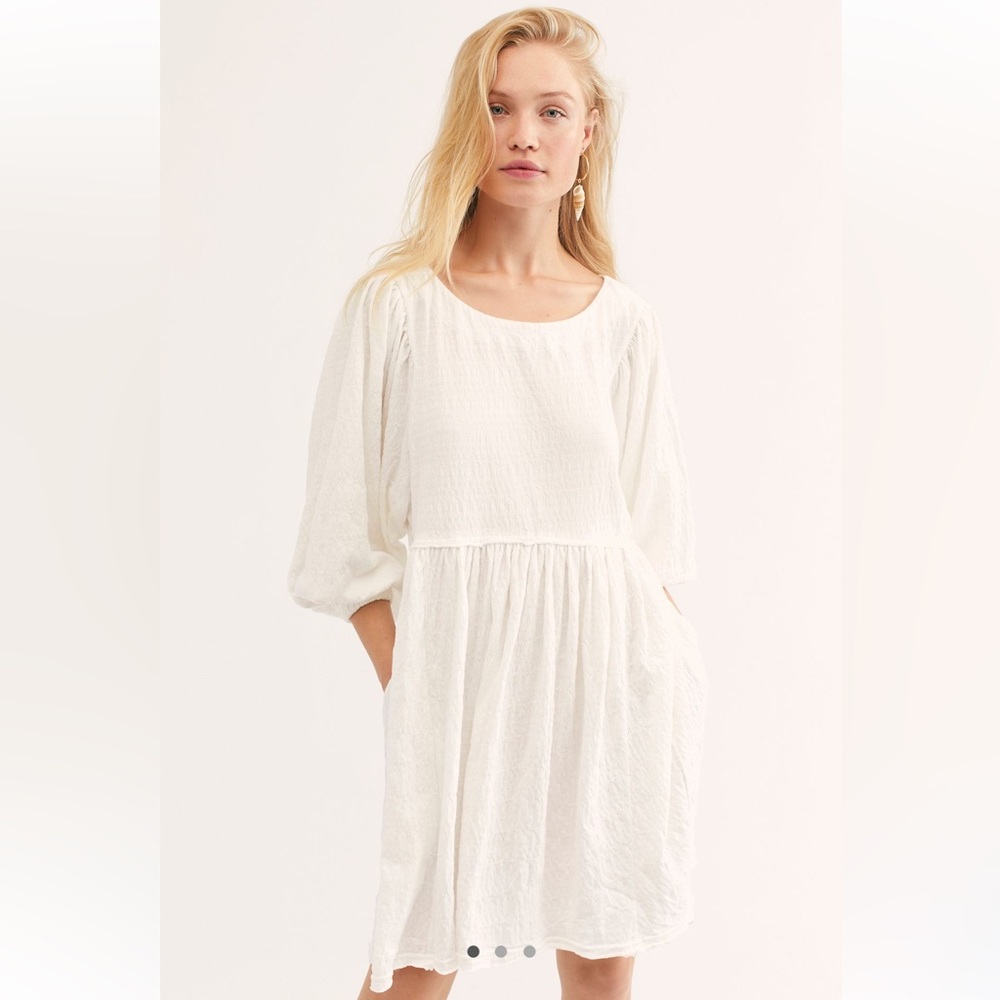 NWT Free People Get Obsessed Babydoll Mini Dress Ivory Size: Small